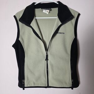 Obermeyer Fleece Vest Women’s Medium Beige Black Full Zip Ski
